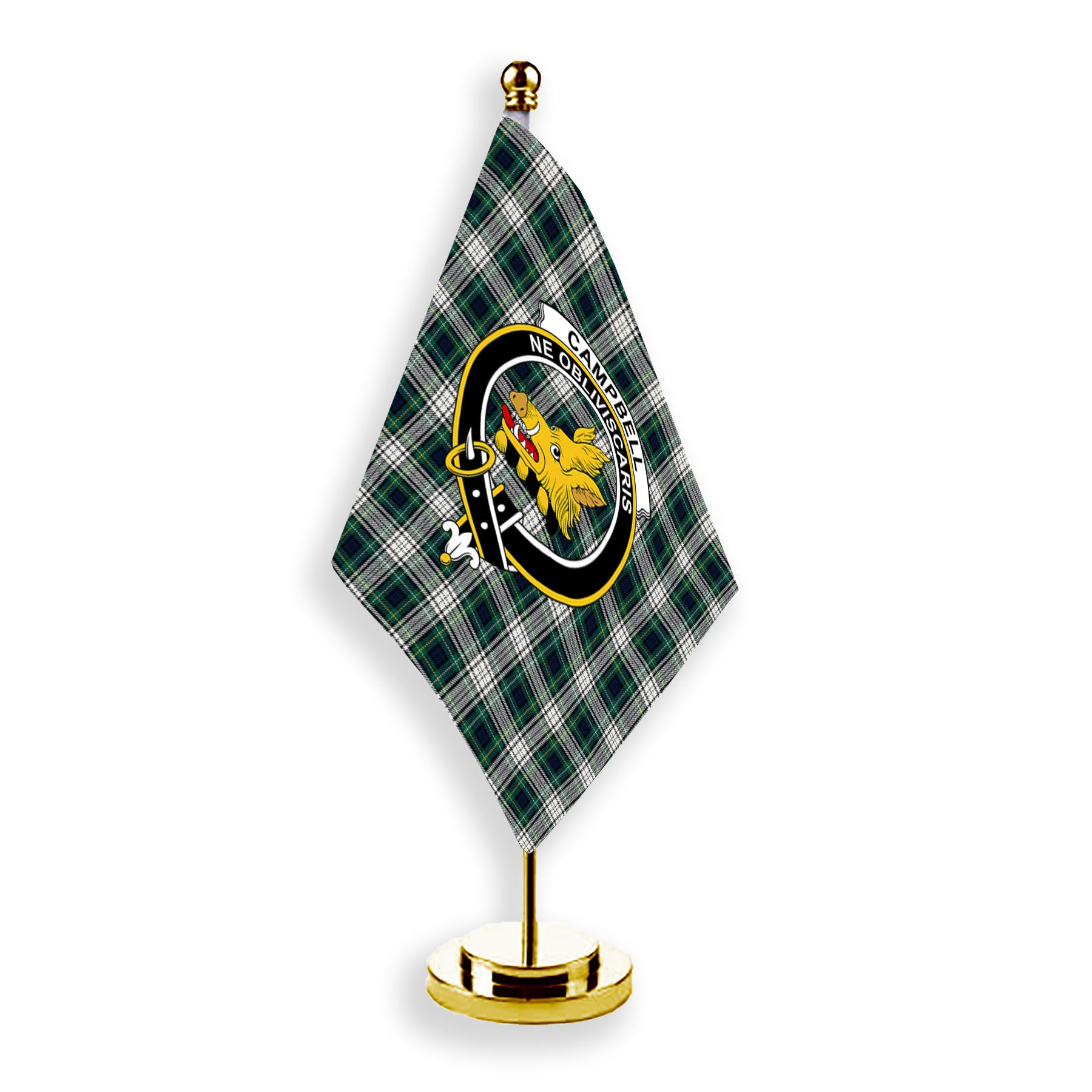 ScotsTee Shop Scottish Campbell Dress Modern Crest Tartan Desk Flag Plaid Table Flag