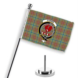 ScotsTee Shop Scottish Currie of Arran Ancient Clan Crest Tartan Desk Flag Plaid Table Flag