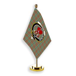 ScotsTee Shop Scottish Currie of Arran Ancient Clan Crest Tartan Desk Flag Plaid Table Flag