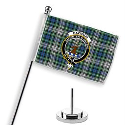 ScotsTee Shop Scottish Davidson of Tulloch Dress Ancient Crest Tartan Desk Flag Plaid Table Flag