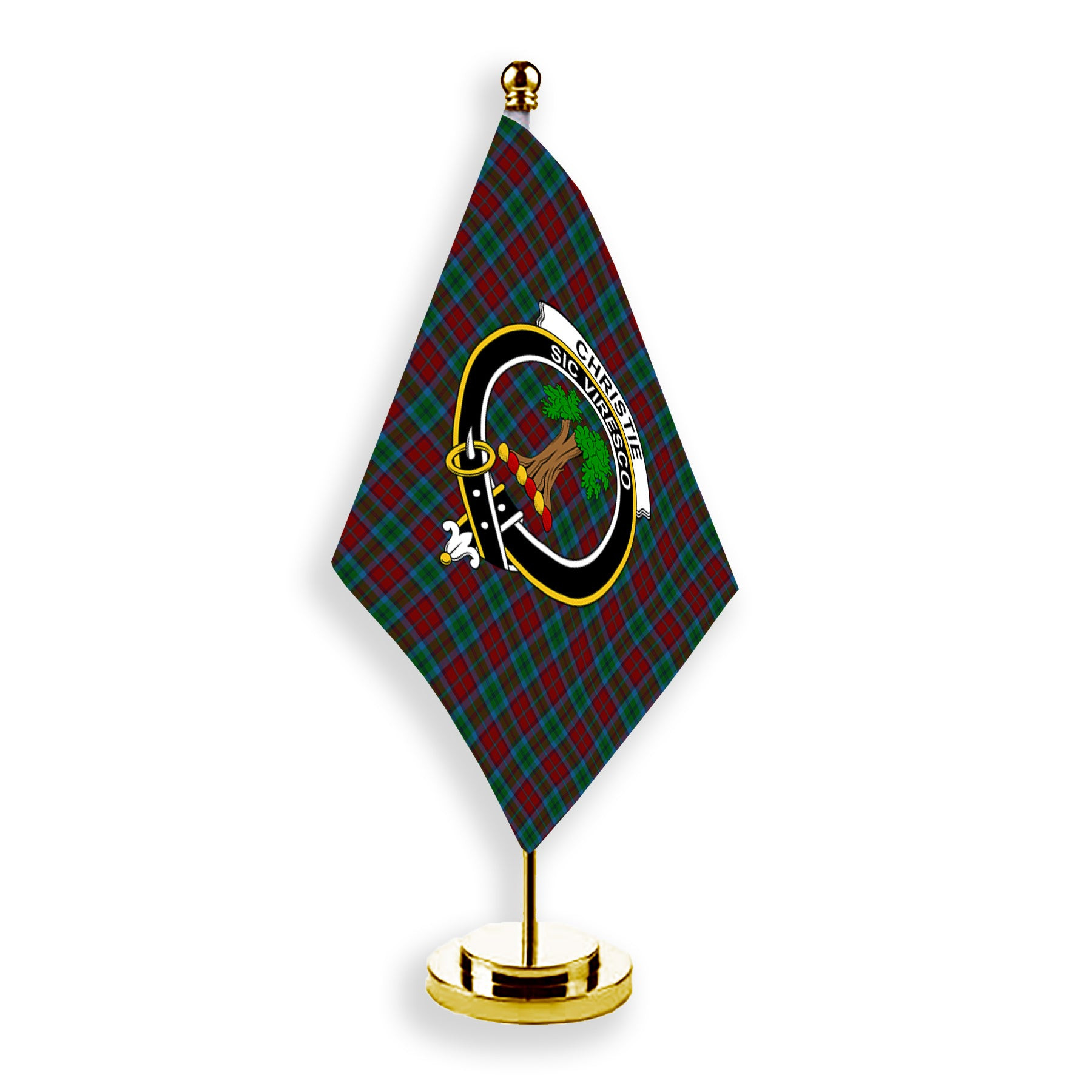 ScotsTee Shop Scottish Christie, Keith & Family Crest Tartan Desk Flag Plaid Table Flag