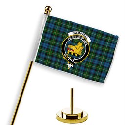 ScotsTee Shop Scottish Campbell of Argyll Ancient Crest Tartan Desk Flag Plaid Table Flag