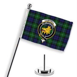 ScotsTee Shop Scottish Campbell of Argyll Smiths Crest Tartan Desk Flag Plaid Table Flag
