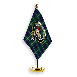 ScotsTee Shop Scottish Donald of the Isles Hunting Modern Crest Tartan Desk Flag Plaid Table Flag