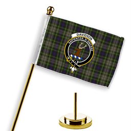 ScotsTee Shop Scottish Davidson Tulloch Dress Crest Tartan Desk Flag Plaid Table Flag