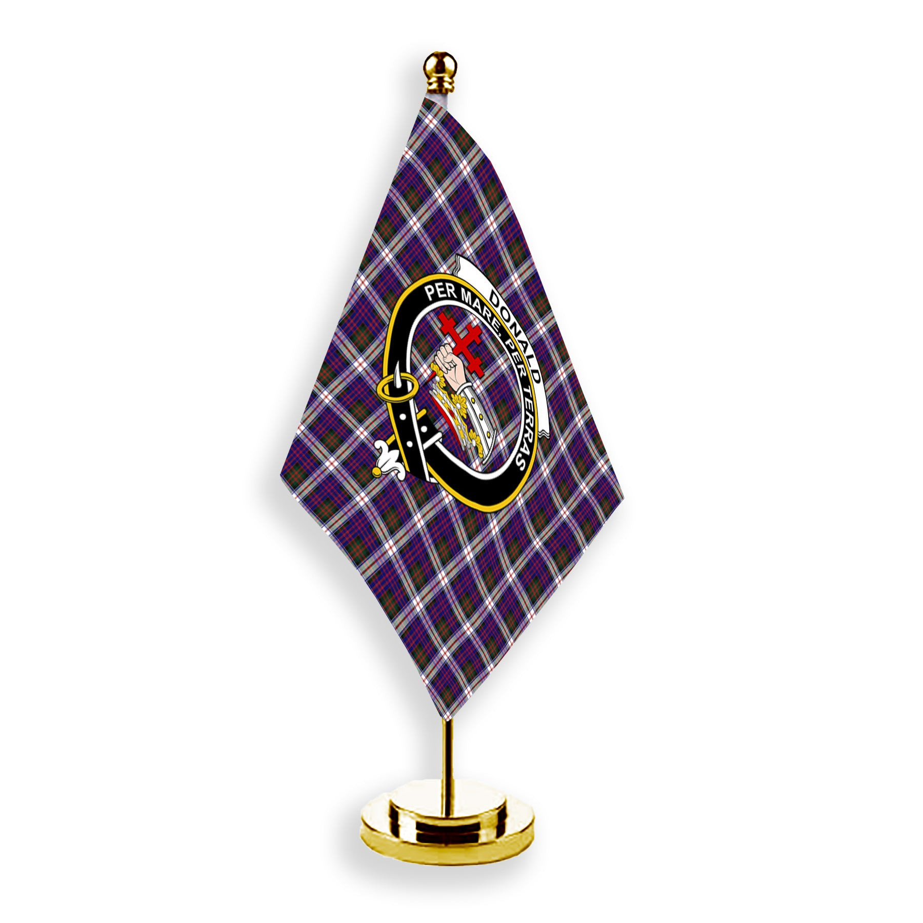 ScotsTee Shop Scottish Donald Dress Modern Crest Tartan Desk Flag Plaid Table Flag