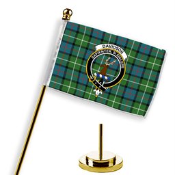 ScotsTee Shop Scottish Davidson of Tulloch Ancient Crest Tartan Desk Flag Plaid Table Flag