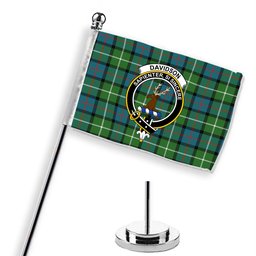 ScotsTee Shop Scottish Davidson of Tulloch Ancient Crest Tartan Desk Flag Plaid Table Flag