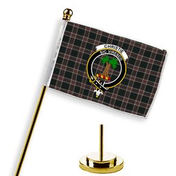 ScotsTee Shop Scottish Christie (London) Hunting Crest Tartan Desk Flag Plaid Table Flag