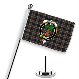 ScotsTee Shop Scottish Christie (London) Hunting Crest Tartan Desk Flag Plaid Table Flag