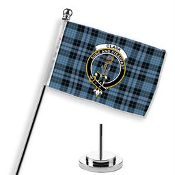 ScotsTee Shop Scottish Clark (Clergy) Ancient Clan Crest Tartan Desk Flag Plaid Table Flag