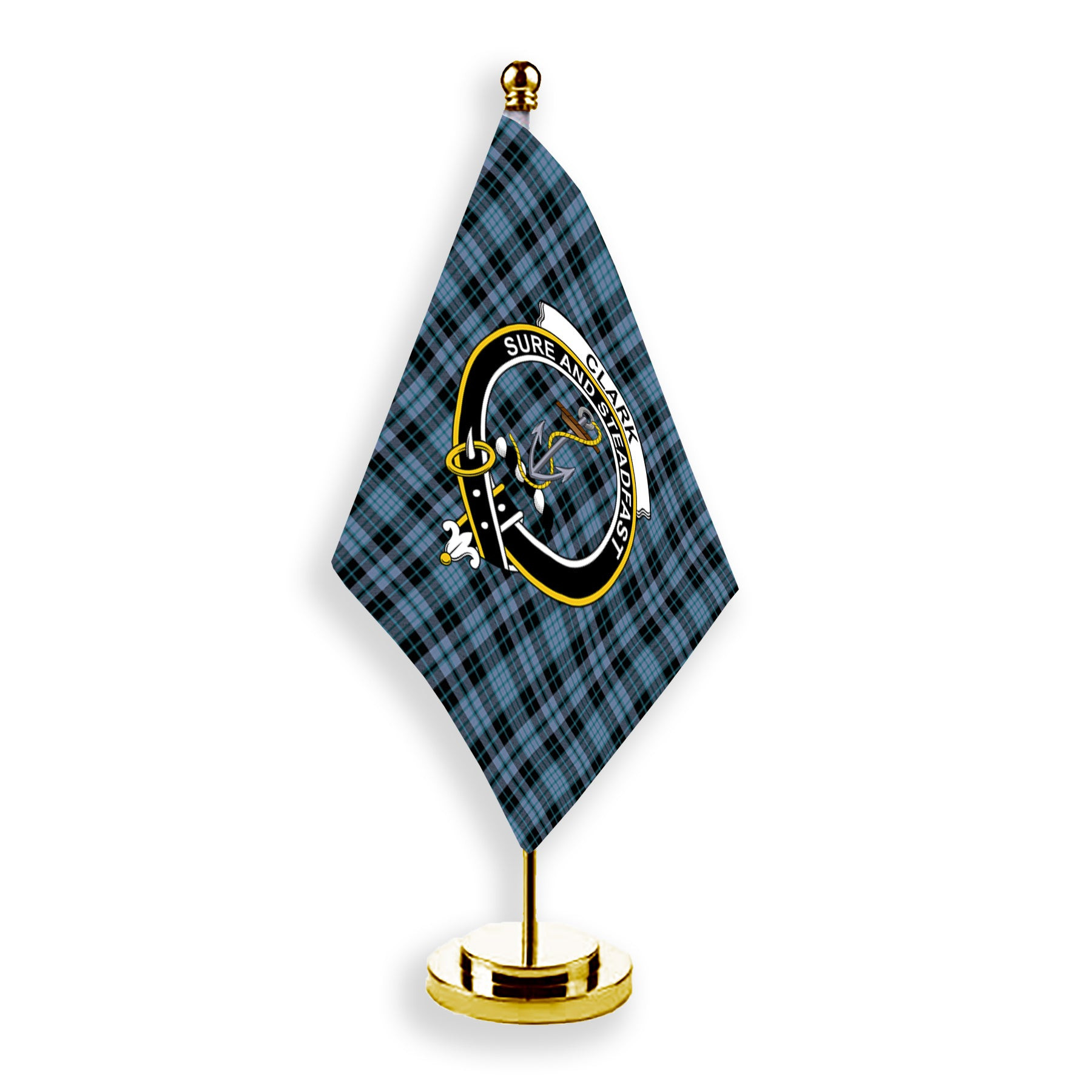 ScotsTee Shop Scottish Clark (Clergy) Ancient Clan Crest Tartan Desk Flag Plaid Table Flag