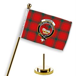 ScotsTee Shop Scottish Donald of the Isles Red Modern Crest Tartan Desk Flag Plaid Table Flag