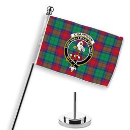 ScotsTee Shop Scottish Cranstoun Dress Modern Crest Tartan Desk Flag Plaid Table Flag
