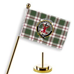 ScotsTee Shop Scottish Crawford Arisaid Dance Modern Crest Tartan Desk Flag Plaid Table Flag