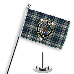 ScotsTee Shop Scottish Davidson of Tulloch Dress Modern Crest Tartan Desk Flag Plaid Table Flag