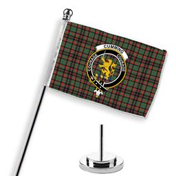 ScotsTee Shop Scottish Cumming Hunting Ancient Crest Tartan Desk Flag Plaid Table Flag