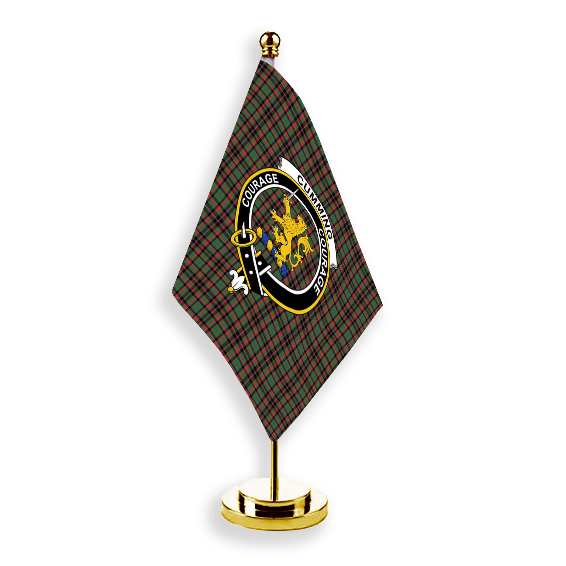 ScotsTee Shop Scottish Cumming Hunting Ancient Crest Tartan Desk Flag Plaid Table Flag