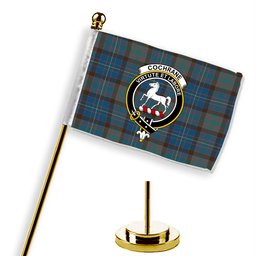ScotsTee Shop Scottish Cochrane Hunting Modern Crest Tartan Desk Flag Plaid Table Flag