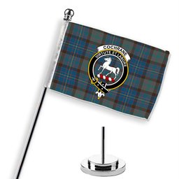 ScotsTee Shop Scottish Cochrane Hunting Modern Crest Tartan Desk Flag Plaid Table Flag