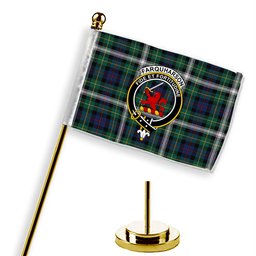 ScotsTee Shop Scottish Farquharson Dress Modern Crest Tartan Desk Flag Plaid Table Flag
