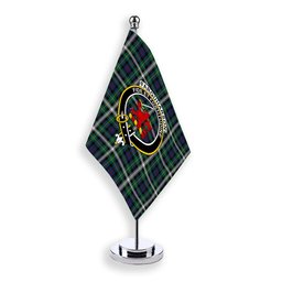 ScotsTee Shop Scottish Farquharson Dress Modern Crest Tartan Desk Flag Plaid Table Flag