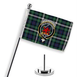 ScotsTee Shop Scottish Farquharson Dress Modern Crest Tartan Desk Flag Plaid Table Flag