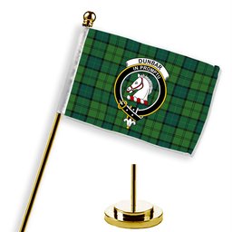ScotsTee Shop Scottish Dunbar Hunting Modern Crest Tartan Desk Flag Plaid Table Flag