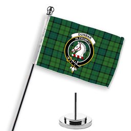 ScotsTee Shop Scottish Dunbar Hunting Modern Crest Tartan Desk Flag Plaid Table Flag
