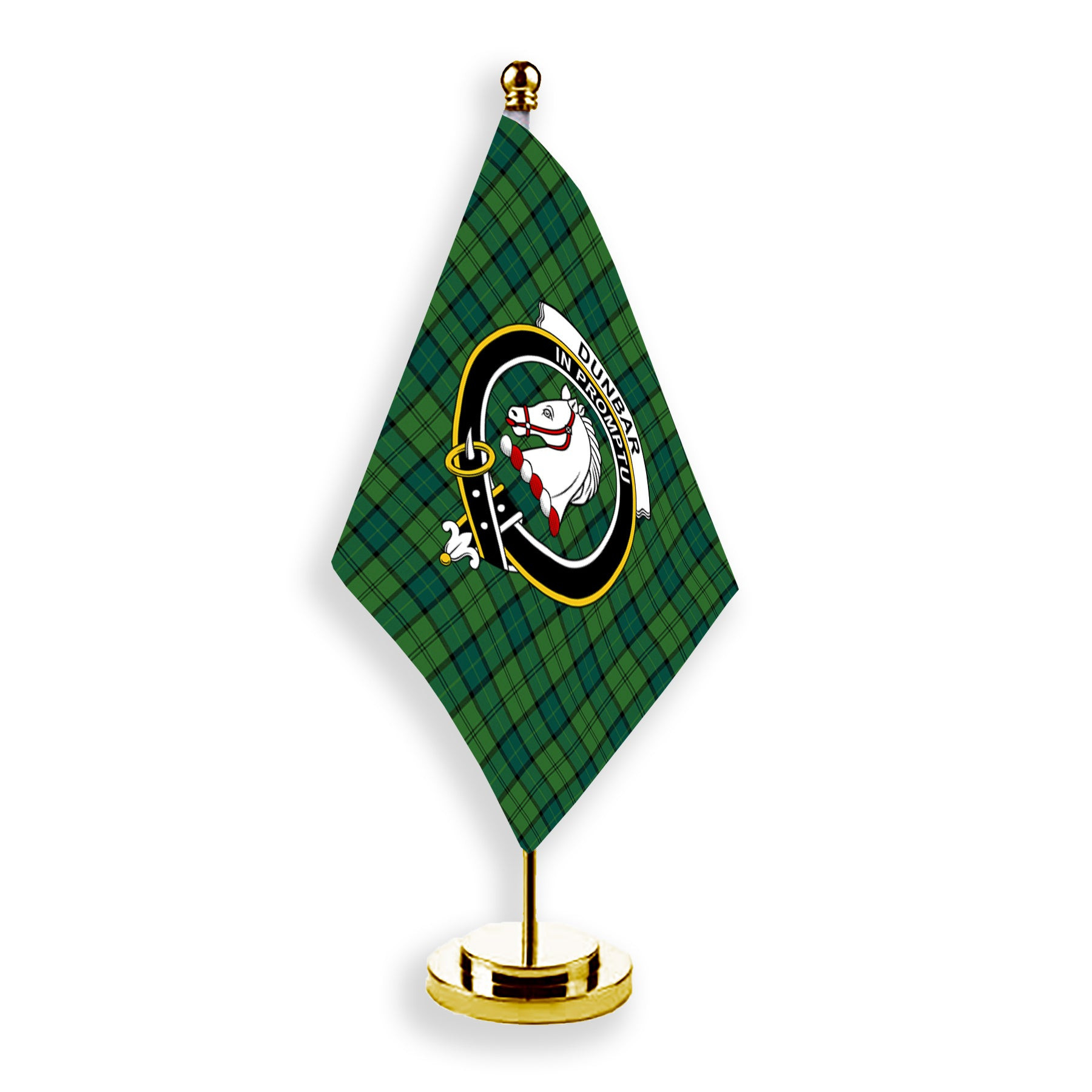 ScotsTee Shop Scottish Dunbar Hunting Modern Crest Tartan Desk Flag Plaid Table Flag