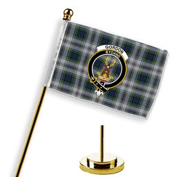 ScotsTee Shop Scottish Gordon Dress 3 Crest Tartan Desk Flag Plaid Table Flag