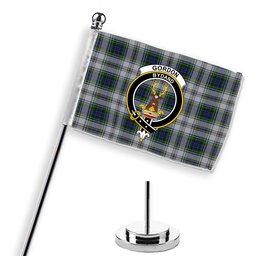 ScotsTee Shop Scottish Gordon Dress 3 Crest Tartan Desk Flag Plaid Table Flag