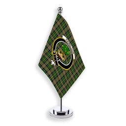 ScotsTee Shop Scottish Hamilton of Brandon Crest Tartan Desk Flag Plaid Table Flag