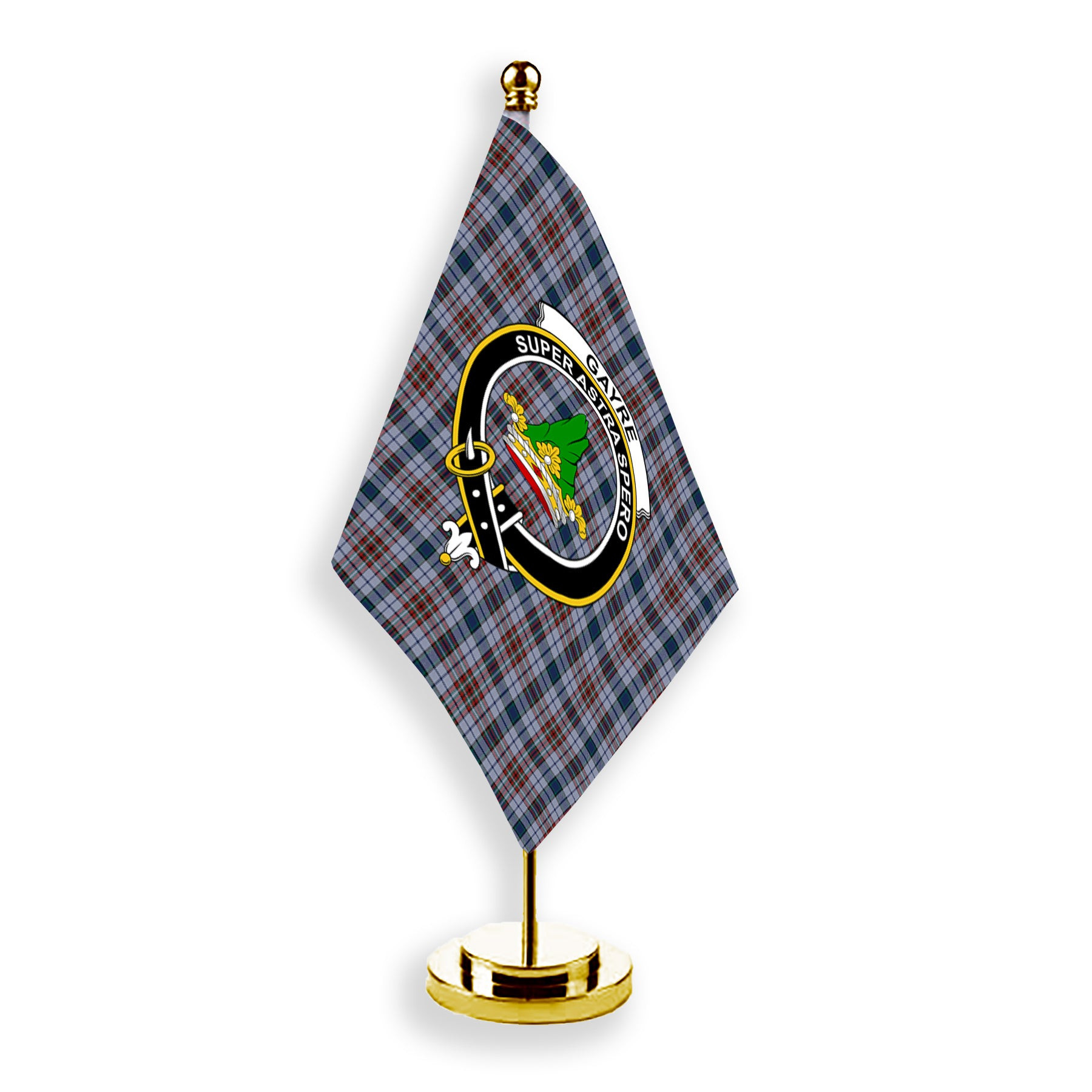 ScotsTee Shop Scottish Gayre Hunting Modern Crest Tartan Desk Flag Plaid Table Flag