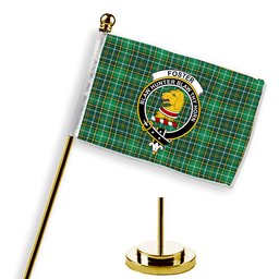 ScotsTee Shop Scottish Foster Hunting Modern Crest Tartan Desk Flag Plaid Table Flag