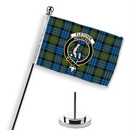 ScotsTee Shop Scottish Fletcher of Dunans Ancient Crest Tartan Desk Flag Plaid Table Flag