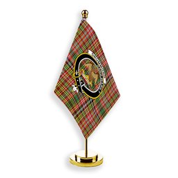 ScotsTee Shop Scottish Drummond of Strathallan Ancient Crest Tartan Desk Flag Plaid Table Flag