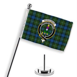 ScotsTee Shop Scottish Ferguson of Atholl Crest Tartan Desk Flag Plaid Table Flag