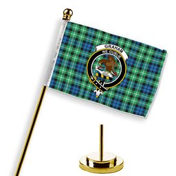 ScotsTee Shop Scottish Graham of Montrose Ancient Crest Tartan Desk Flag Plaid Table Flag