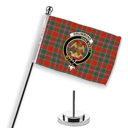 ScotsTee Shop Scottish Drummond of Perth Ancient Crest Tartan Desk Flag Plaid Table Flag