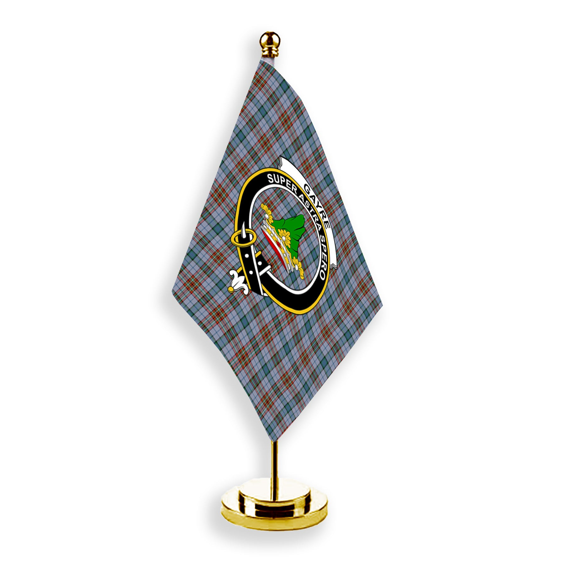 ScotsTee Shop Scottish Gayre Hunting Ancient Crest Tartan Desk Flag Plaid Table Flag