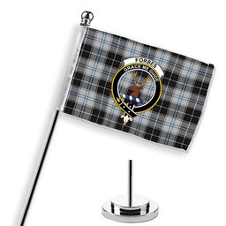 ScotsTee Shop Scottish Forbes Dress Originaux Crest Tartan Desk Flag Plaid Table Flag