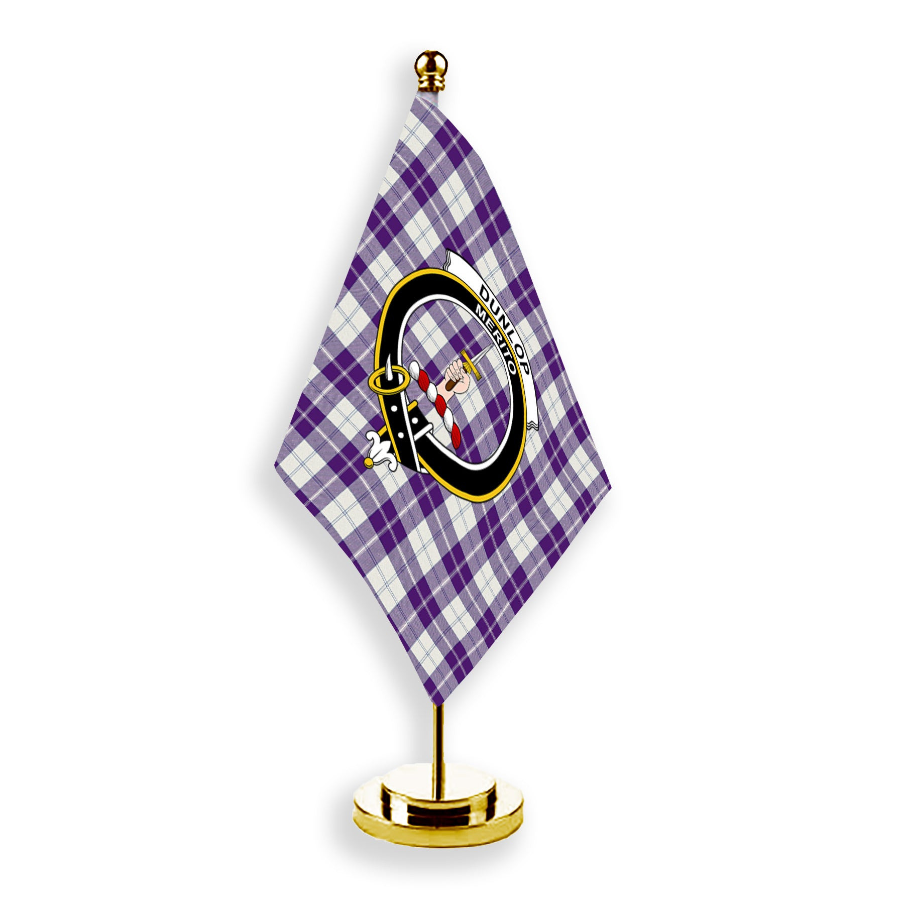 ScotsTee Shop Scottish Dunlop Dress Modern Crest Tartan Desk Flag Plaid Table Flag