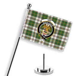 ScotsTee Shop Scottish Hay Dress Ancient Crest Tartan Desk Flag Plaid Table Flag