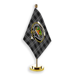 ScotsTee Shop Scottish Douglas Grey Vestiarium Scoticum Crest Tartan Desk Flag Plaid Table Flag