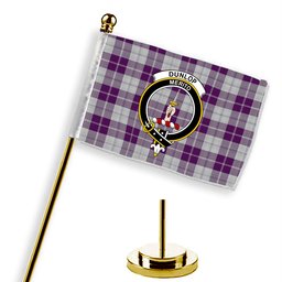ScotsTee Shop Scottish Dunlop Dress Crest Tartan Desk Flag Plaid Table Flag