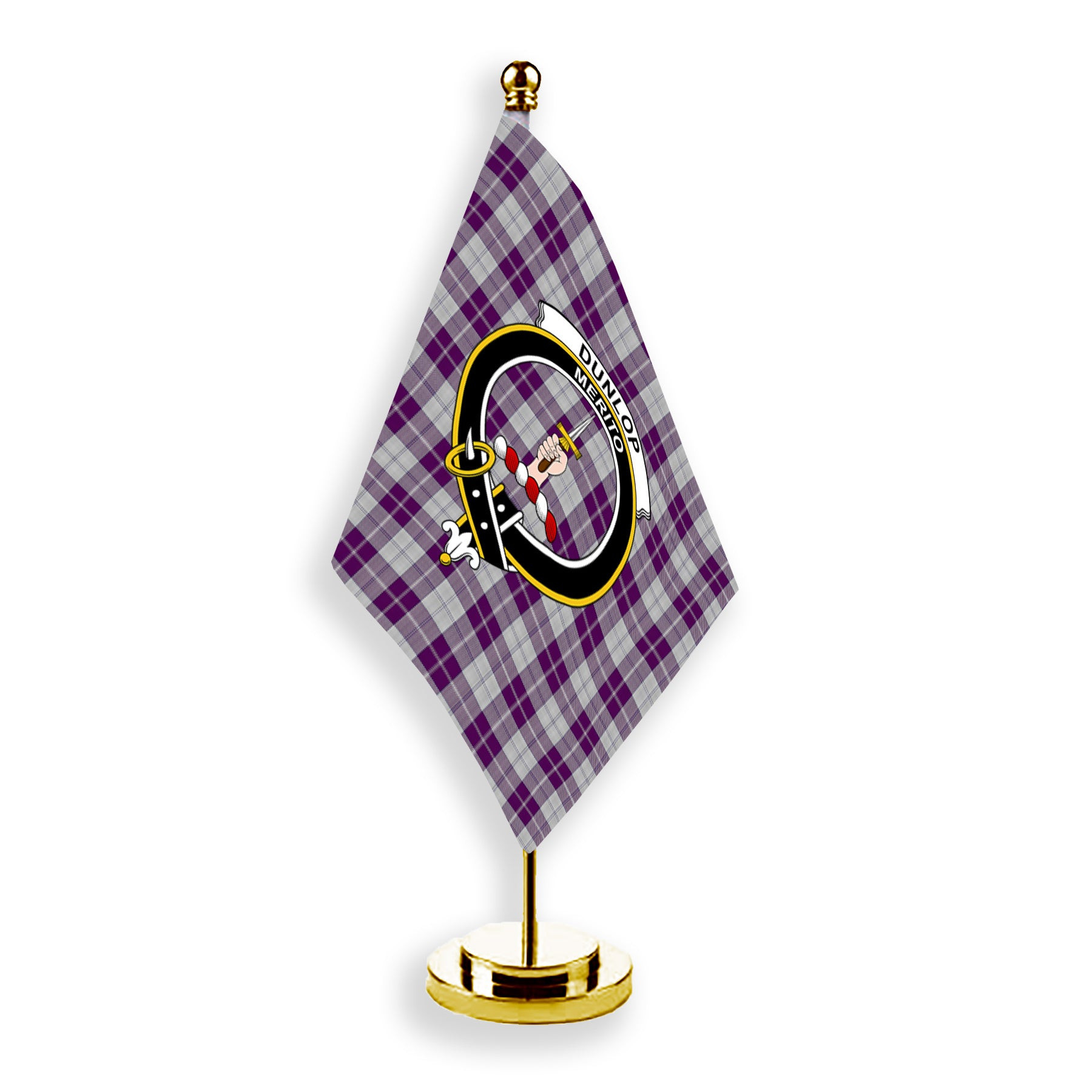 ScotsTee Shop Scottish Dunlop Dress Crest Tartan Desk Flag Plaid Table Flag