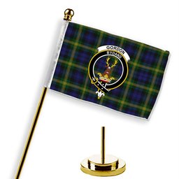 ScotsTee Shop Scottish Gordon of Esslemont Crest Tartan Desk Flag Plaid Table Flag