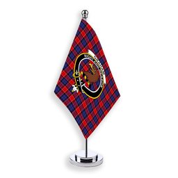 ScotsTee Shop Scottish Graham of Menteith Red Crest Tartan Desk Flag Plaid Table Flag