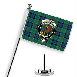 ScotsTee Shop Scottish Graham of Menteith Ancient Crest Tartan Desk Flag Plaid Table Flag